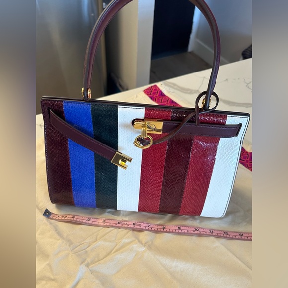 NWT Tory Burch Radziwill small bag, snake skin , red white and navy color. - Picture 6 of 9